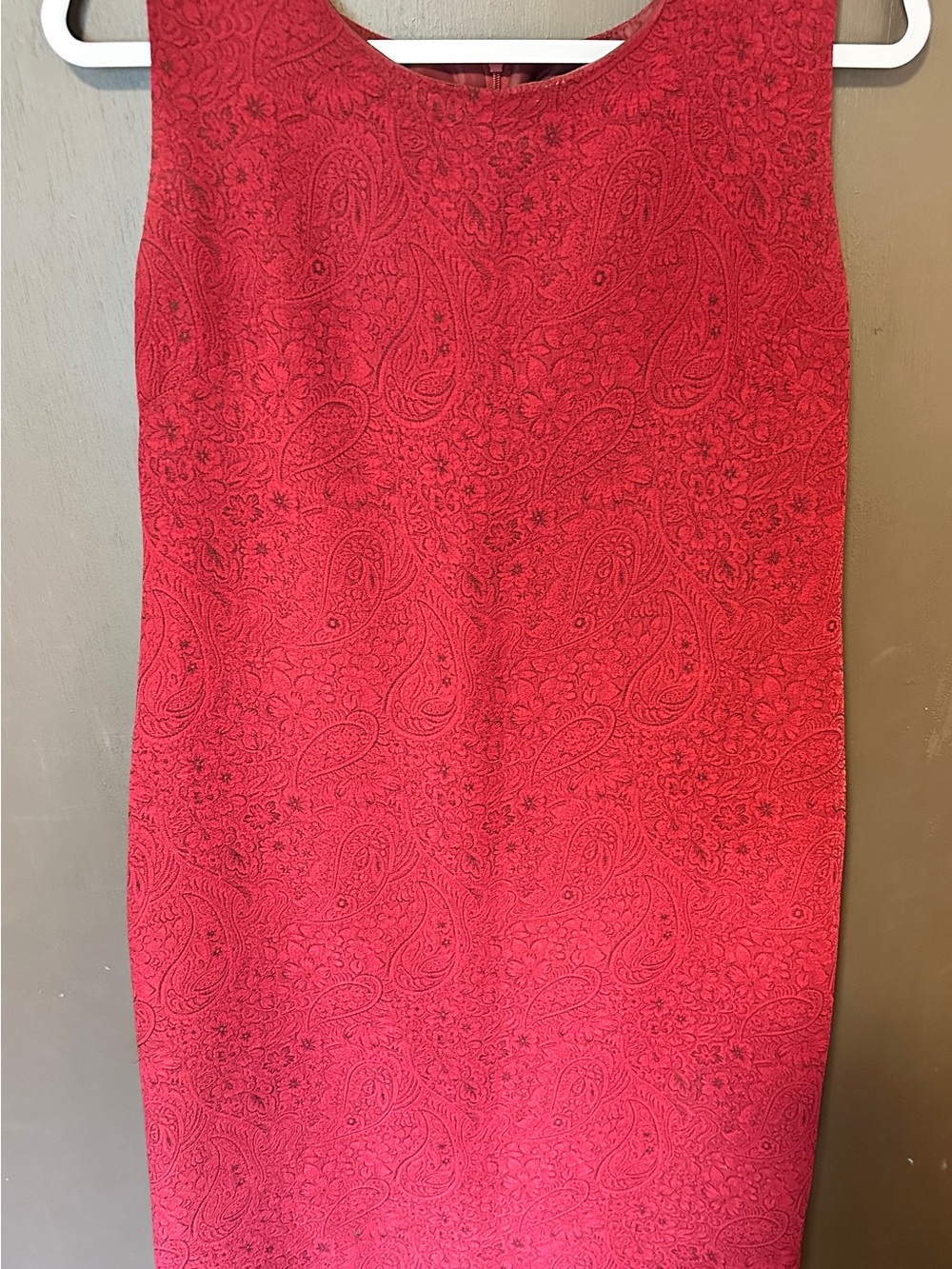 Coldwater Creek P12 Red Paisley Sleeveless Sheath Dress Fully Lined